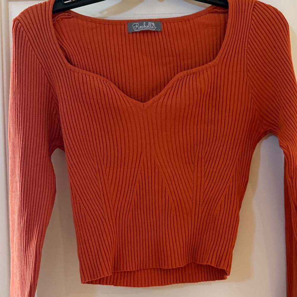 Gilded Intent Orange Ribbed Sweater - Picture 3 of 3